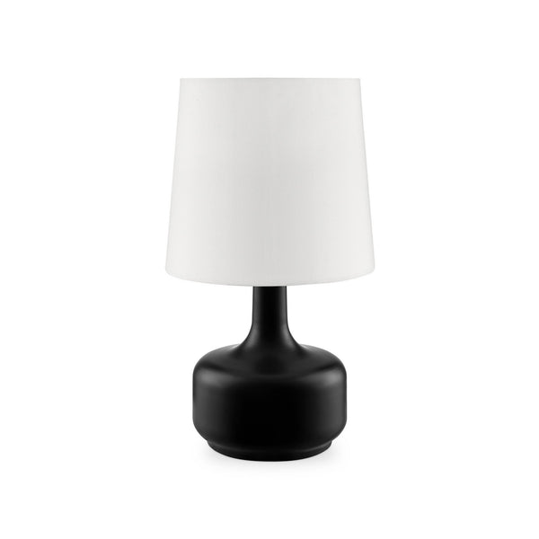 Table Lamp with Teardrop Metal Base and Fabric Shade Black
