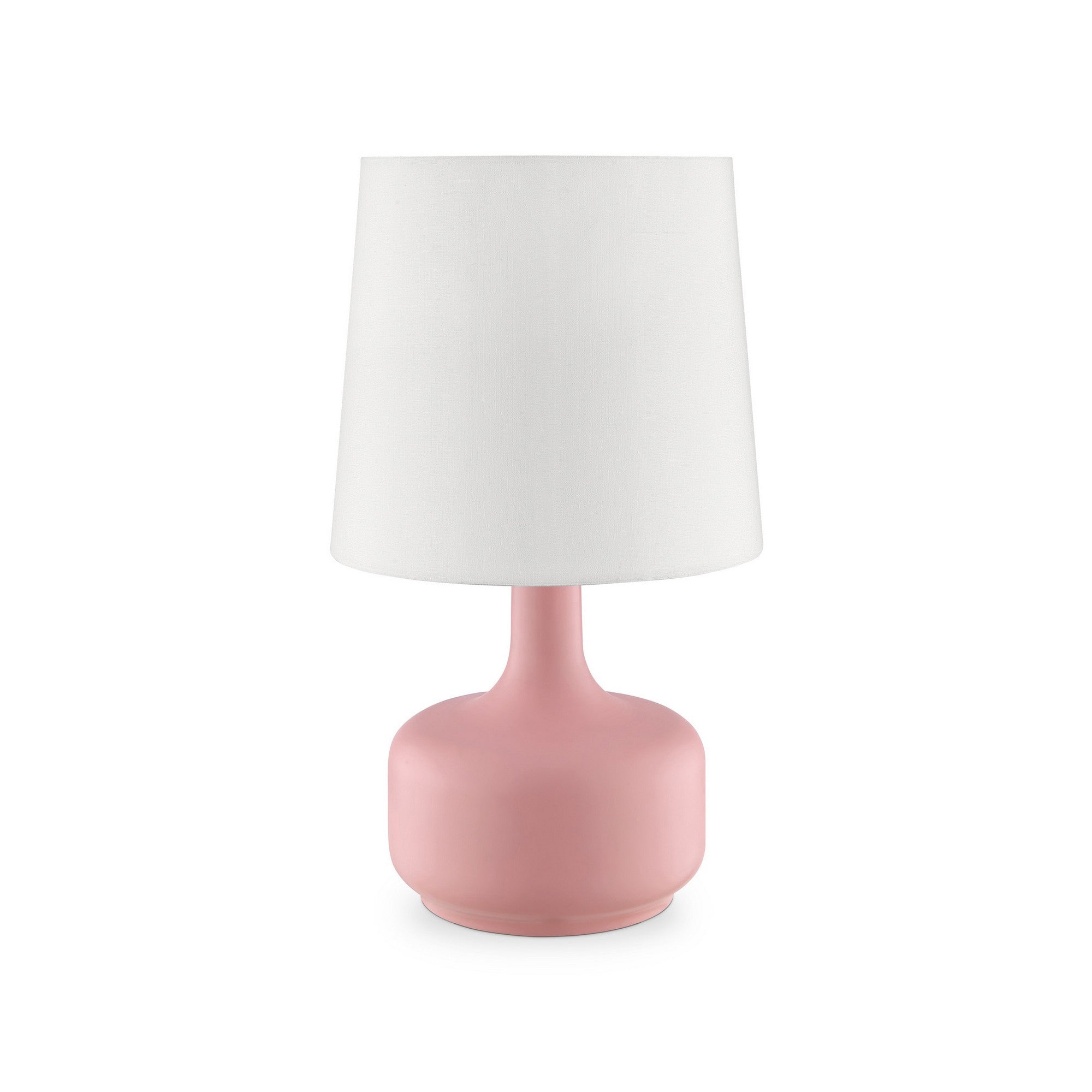 Table Lamp with Teardrop Metal Base and Fabric Shade Pink-zoom-1