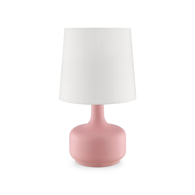 Table Lamp with Teardrop Metal Base and Fabric Shade Pink-zoom-