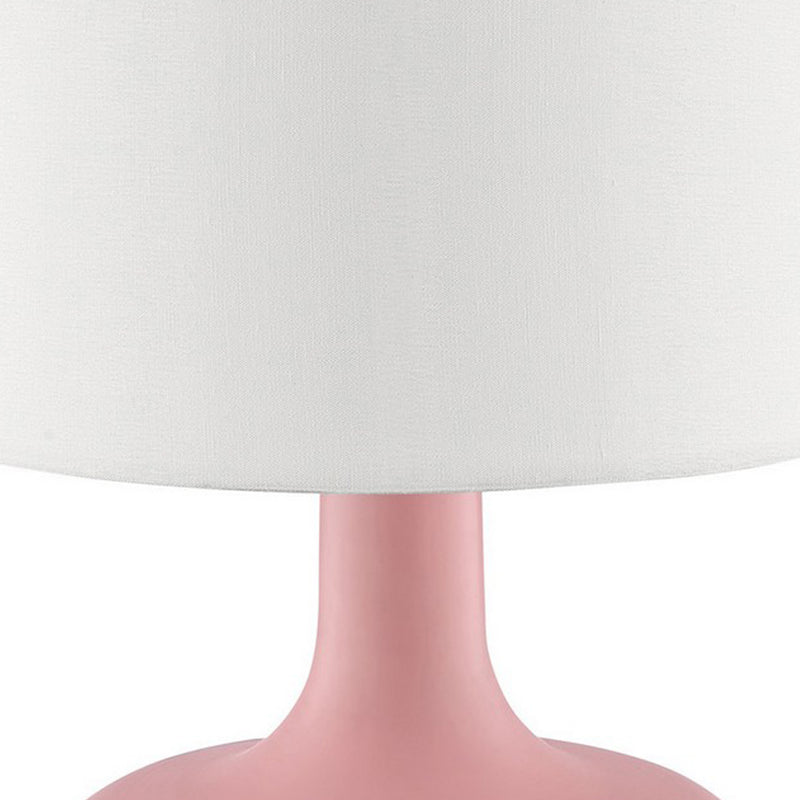 Table Lamp with Teardrop Metal Base and Fabric Shade Pink-zoom-