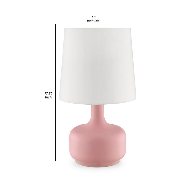 Table Lamp with Teardrop Metal Base and Fabric Shade Pink-zoom-