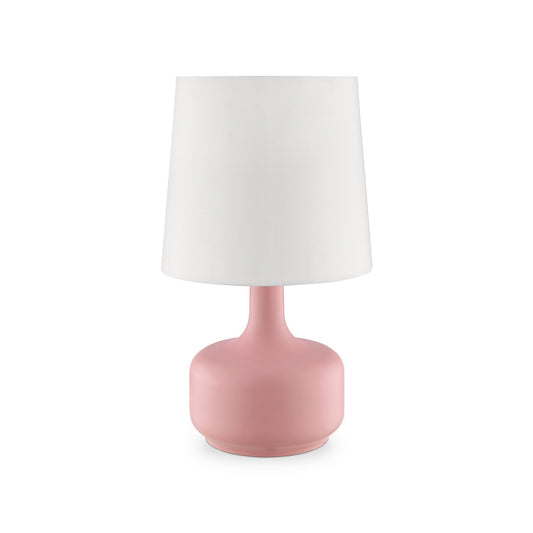 Table Lamp with Teardrop Metal Base and Fabric Shade Pink