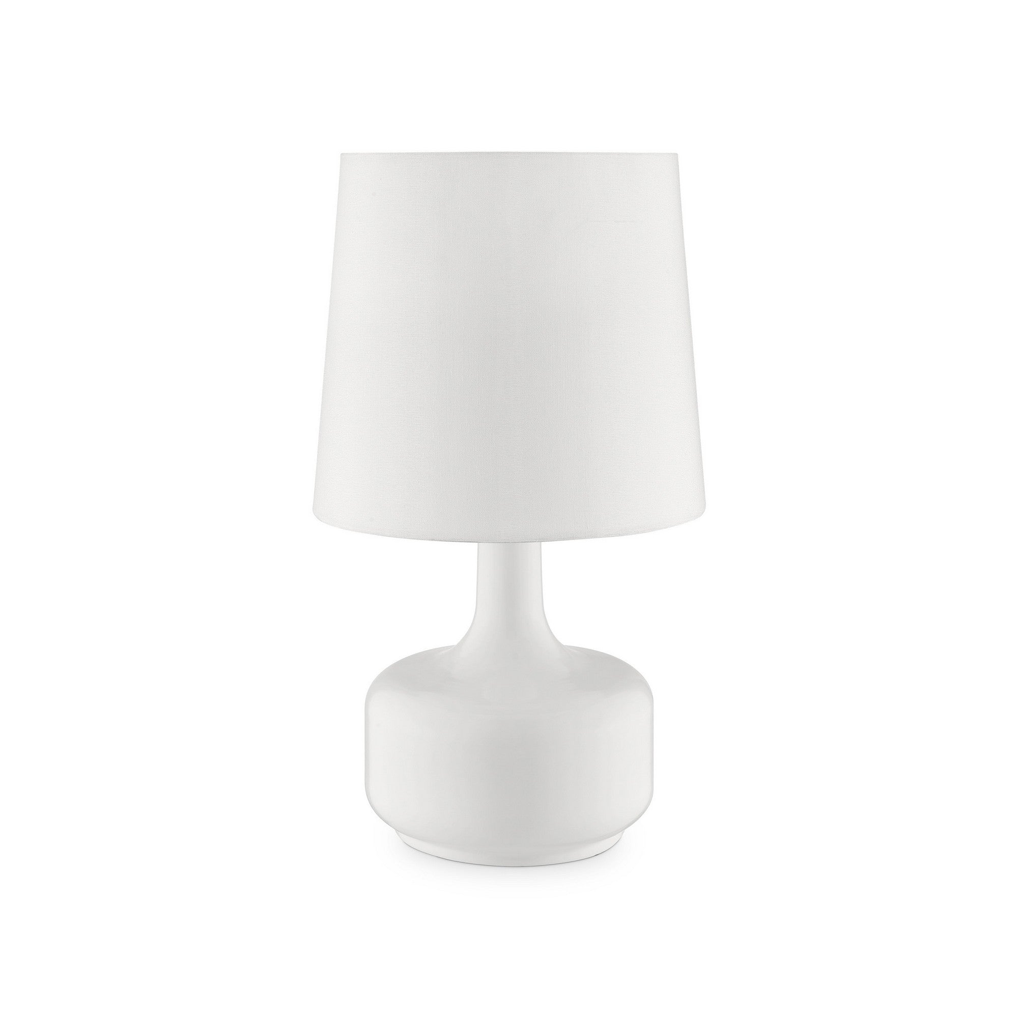 Table Lamp with Teardrop Metal Base and Fabric Shade White-zoom-1