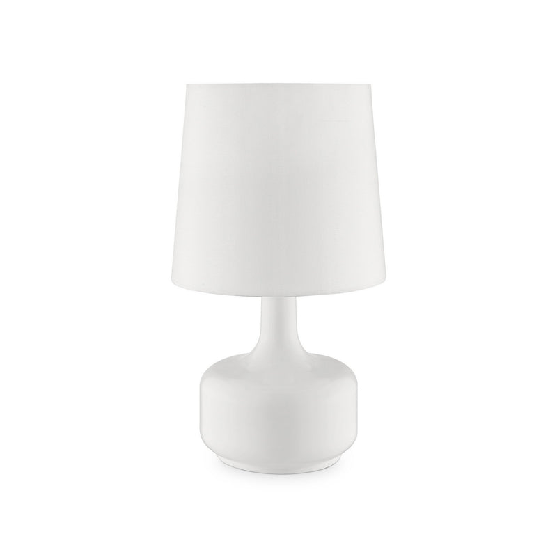 Table Lamp with Teardrop Metal Base and Fabric Shade White-zoom-