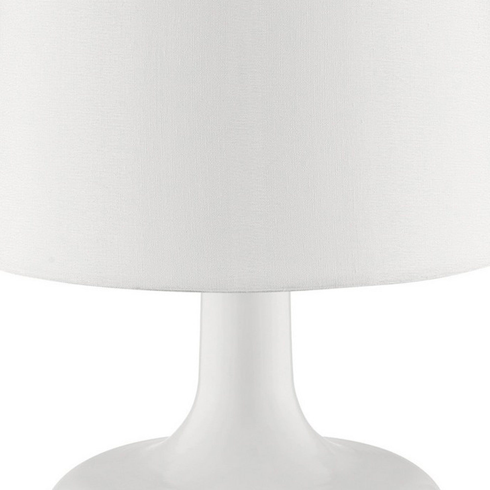 Table Lamp with Teardrop Metal Base and Fabric Shade White-zoom-2