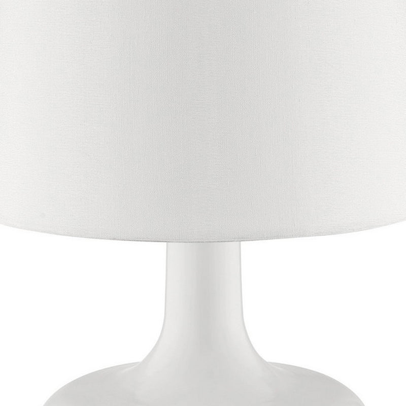 Table Lamp with Teardrop Metal Base and Fabric Shade White-zoom-