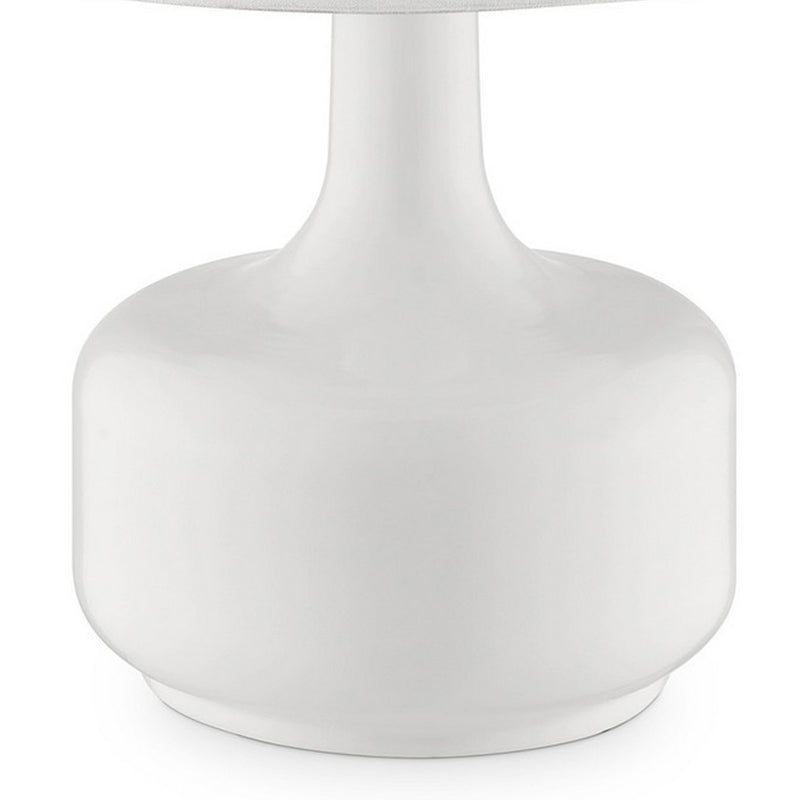 Table Lamp with Teardrop Metal Base and Fabric Shade White-zoom-