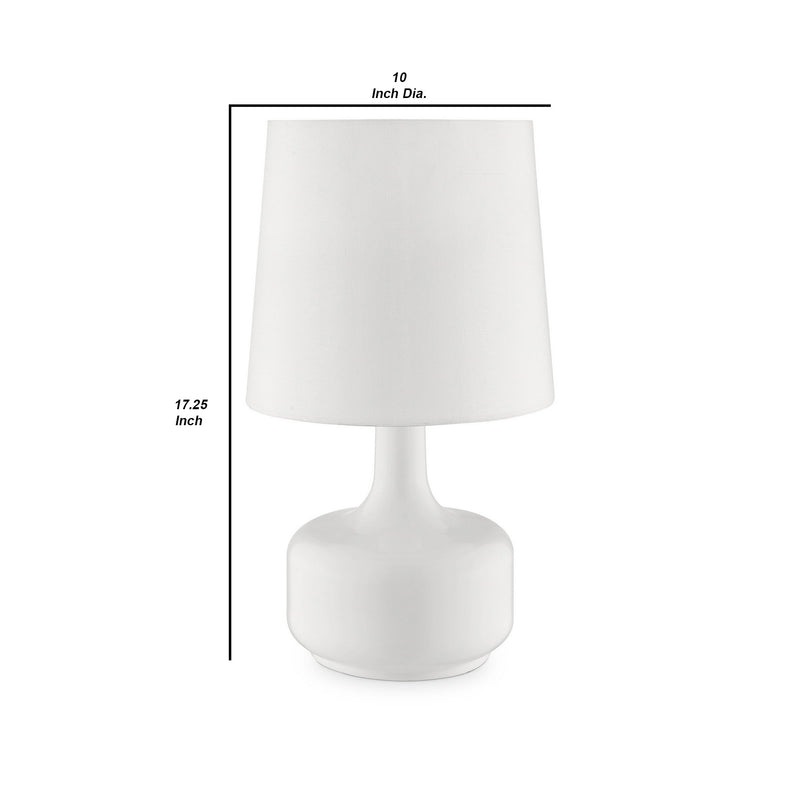Table Lamp with Teardrop Metal Base and Fabric Shade White-zoom-