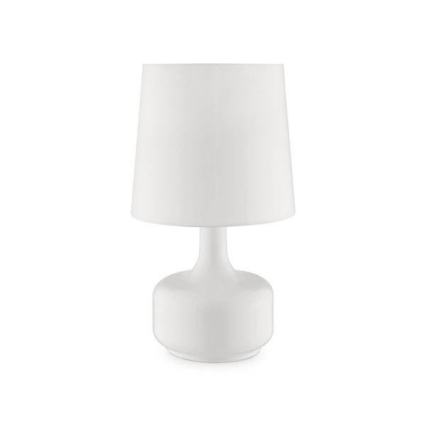 Table Lamp with Teardrop Metal Base and Fabric Shade White