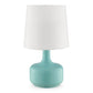 Table Lamp with Teardrop Metal Base and Fabric Shade Green