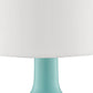 Table Lamp with Teardrop Metal Base and Fabric Shade Green