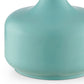 Table Lamp with Teardrop Metal Base and Fabric Shade Green