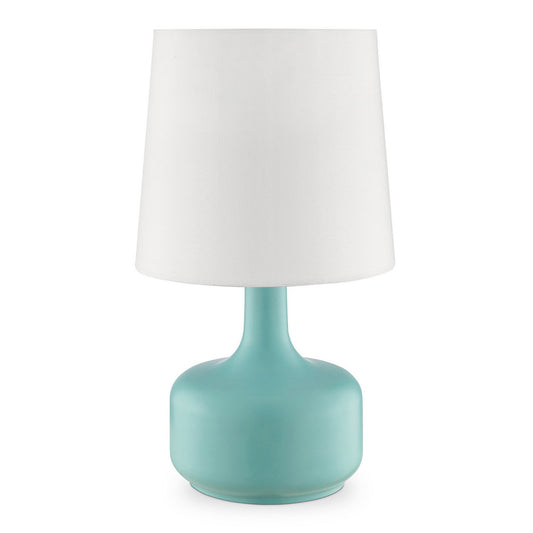 Table Lamp with Teardrop Metal Base and Fabric Shade Green