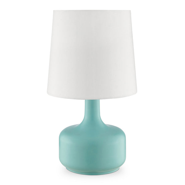 Table Lamp with Teardrop Metal Base and Fabric Shade Green