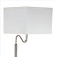 2 Shelf Wooden Side Table With Attached Floor Lamp Silver And Brown
