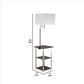2 Shelf Wooden Side Table With Attached Floor Lamp Silver And Brown