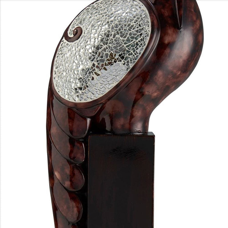 Accent Decor With Crane Bird Design With Crackle Glass Finish Brown-zoom-