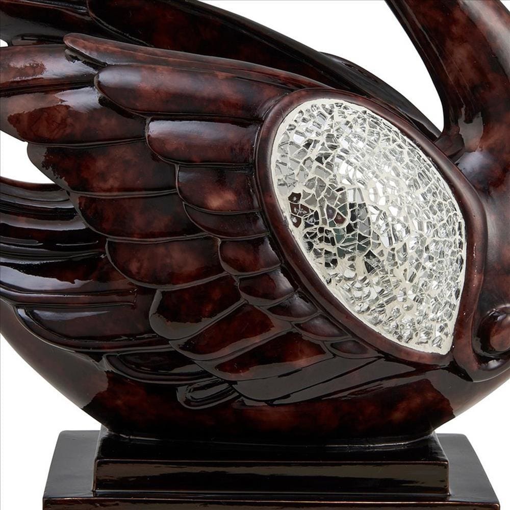 Accent Decor With Swan Design And Crackle Glass Accent Brown-zoom-3