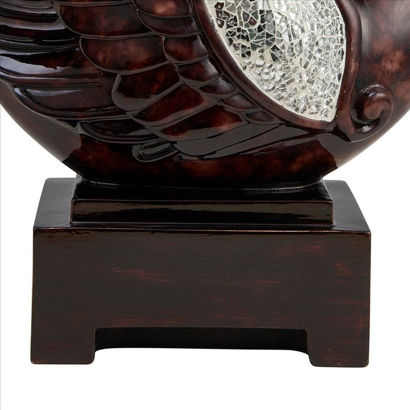 Accent Decor With Swan Design And Crackle Glass Accent Brown-zoom-