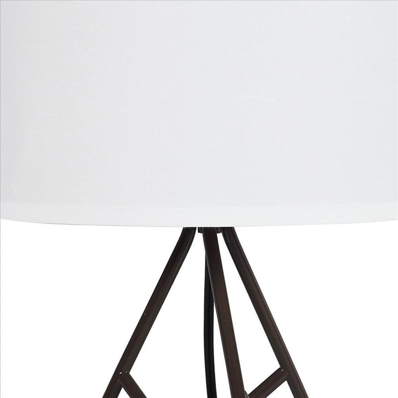 Angled Hairpin Base Metal Table Lamp with Fabric Shade Black-zoom-