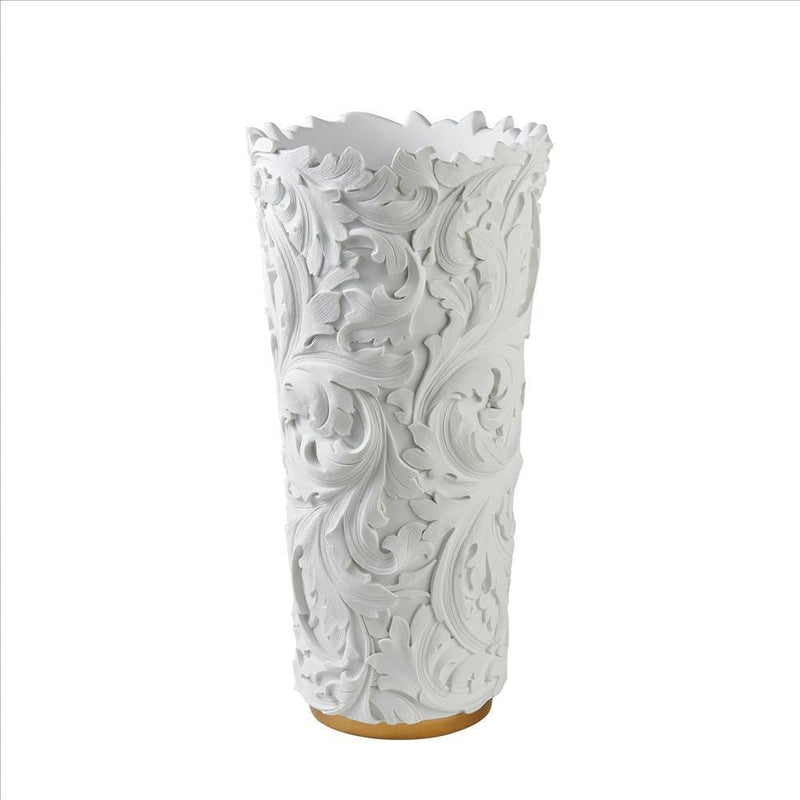 Decor Vase With Baroque Scroll Design White-zoom-