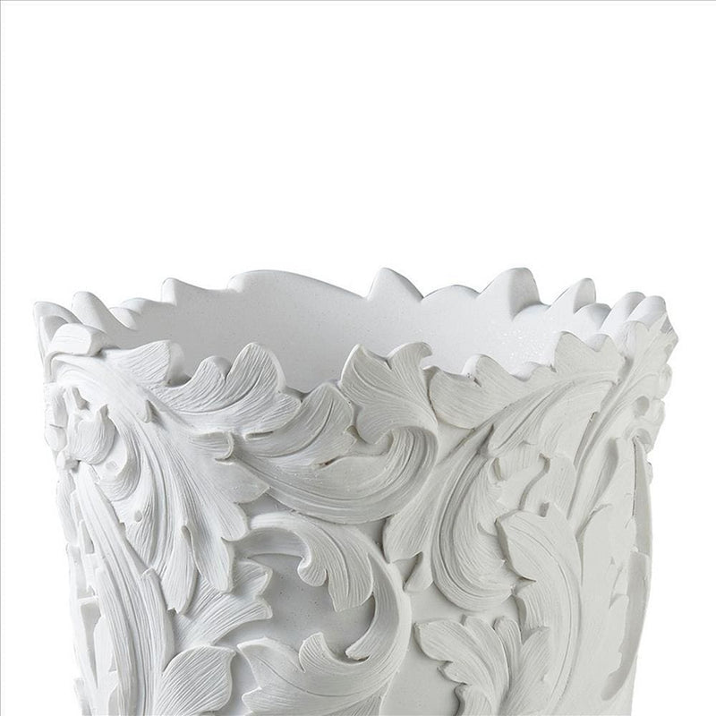 Decor Vase With Baroque Scroll Design White-zoom-