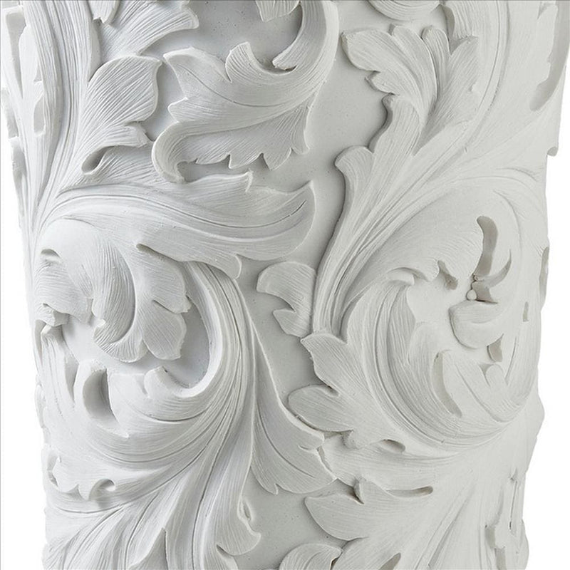 Decor Vase With Baroque Scroll Design White-zoom-