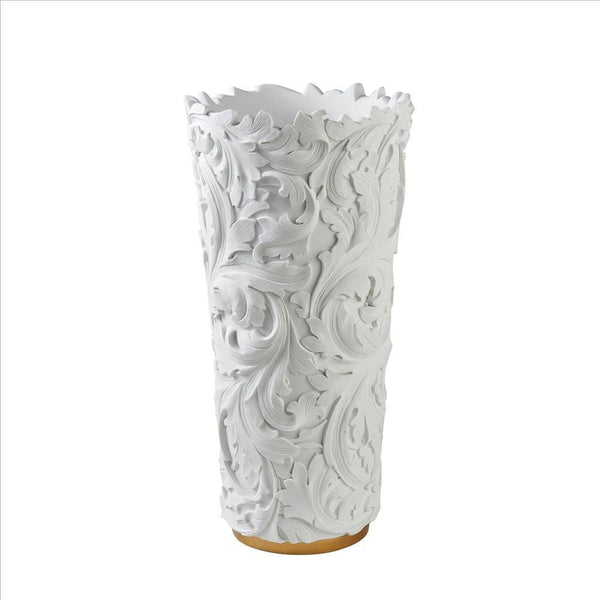 Decor Vase With Baroque Scroll Design White