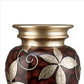 Decor Vase With Urn Shape Body And Foliage Pattern Brown