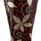 Decor Vase With Urn Shape Body And Foliage Pattern Brown
