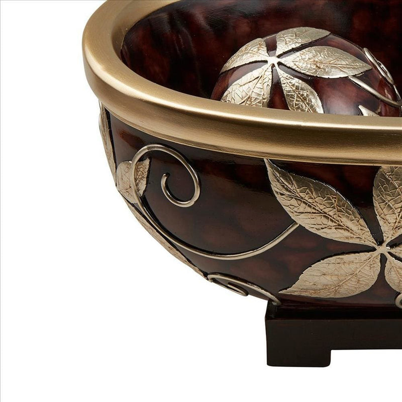 Decorative Bowl With Obround Shape And 2 Spheres Brown-zoom-