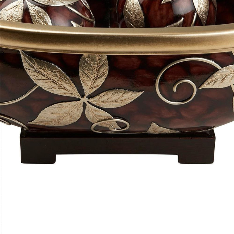 Decorative Bowl With Obround Shape And 2 Spheres Brown-zoom-