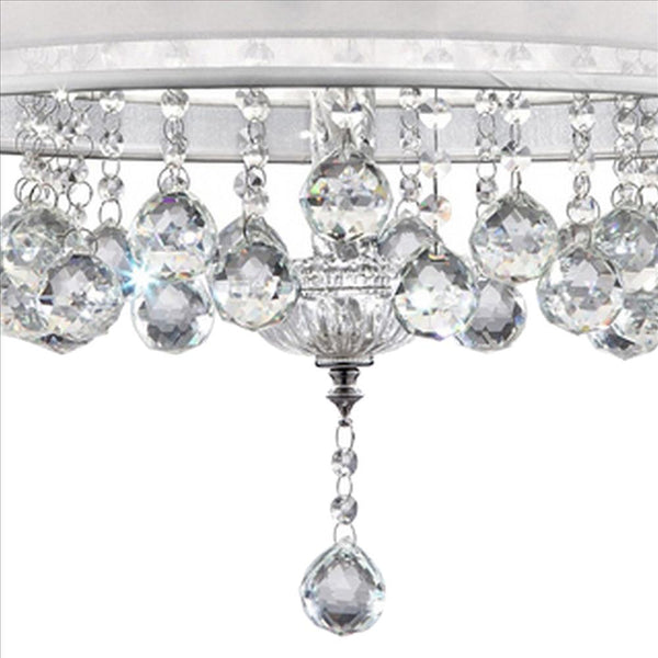 Dual Fabric Shade Ceiling Lamp with Hanging Crystal Accent Clear-zoom-