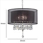 Dual Fabric Shade Ceiling Lamp with Hanging Crystal Accent Clear and Black