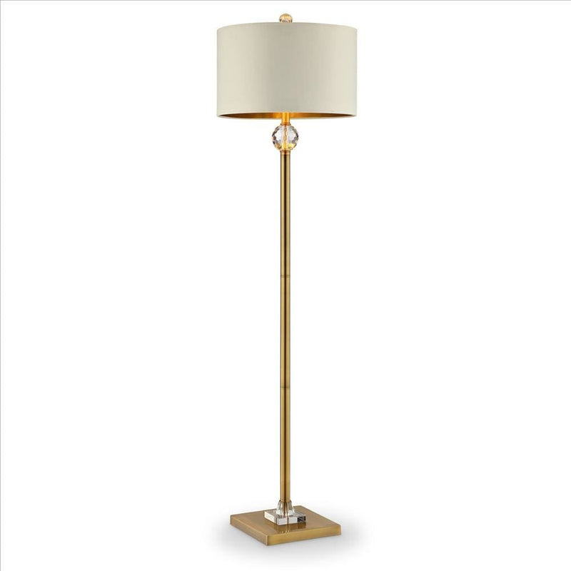 Floor Lamp With Crystal Orb And Metal Stalk Support Gold-zoom-