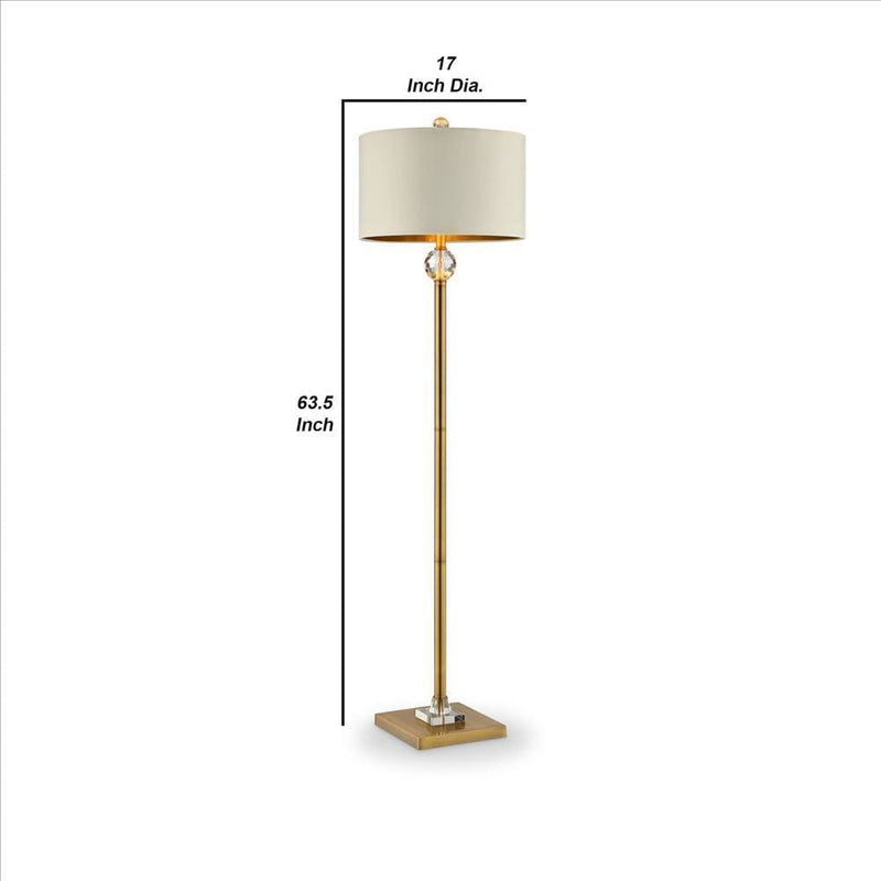 Floor Lamp With Crystal Orb And Metal Stalk Support Gold-zoom-