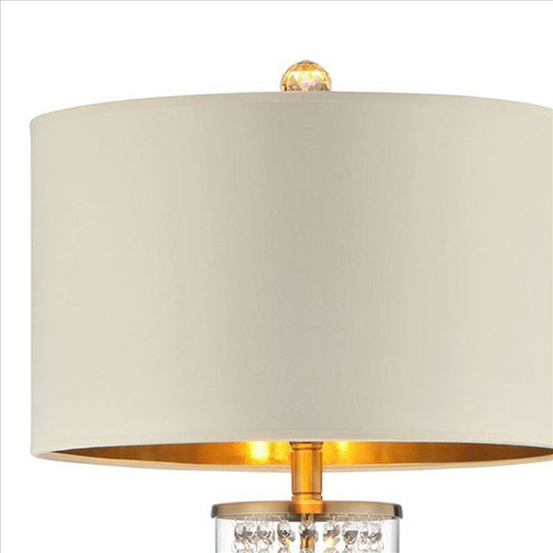 Floor Lamp With Cylindrical Drum And Stacked Crystals Gold-zoom-