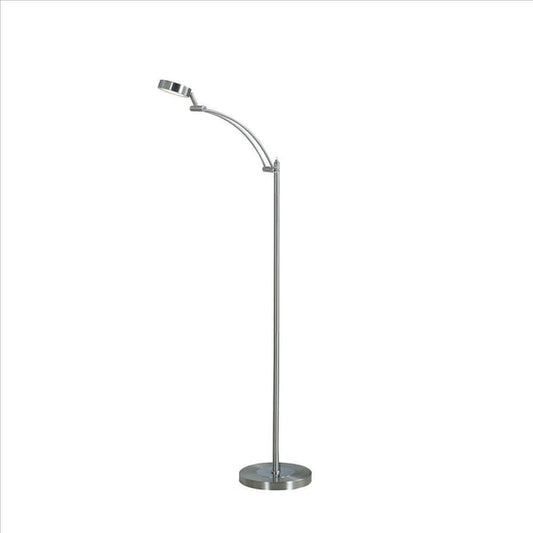 Floor Lamp With Metal Tube Design Body And Adjustable Head Silver