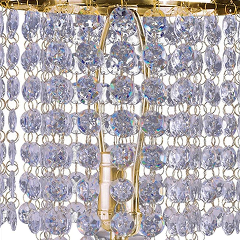 Metal Stalk Design Table Lamp with Hanging Crystals Shade Gold-zoom-