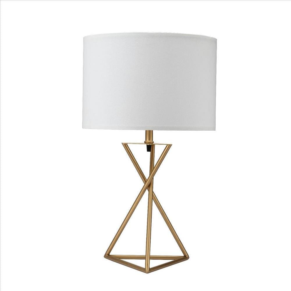 Metal Tripod Legs Table Lamp with Rotary Switch Gold-zoom-1
