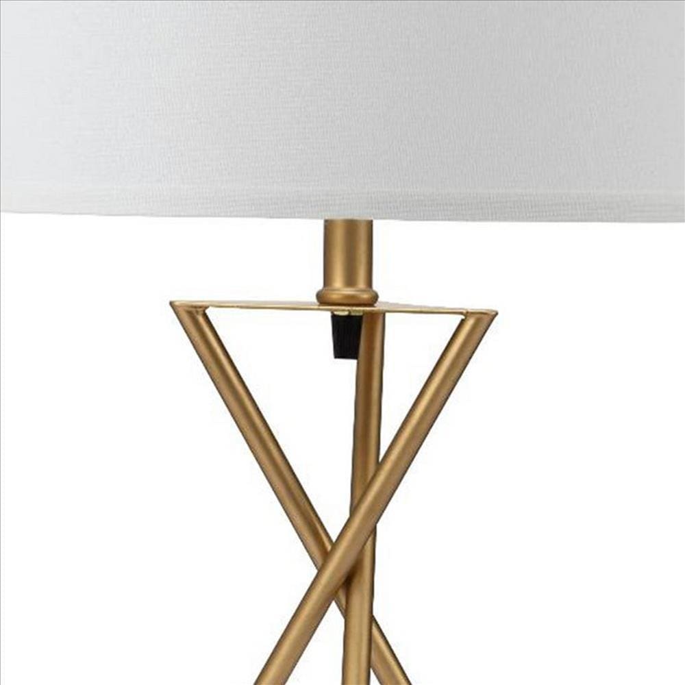 Metal Tripod Legs Table Lamp with Rotary Switch Gold-zoom-2