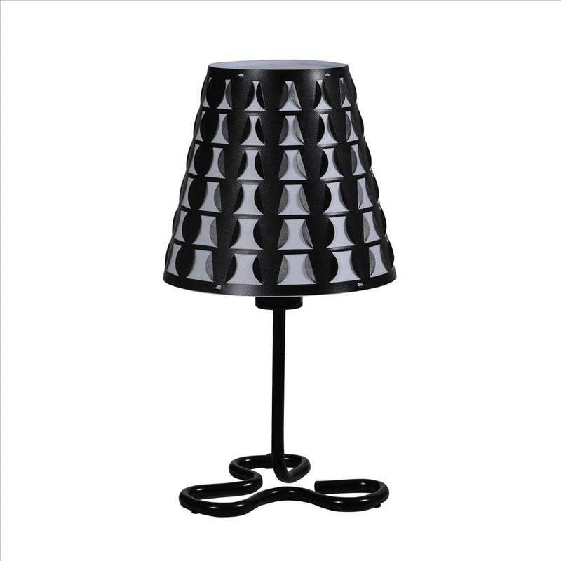 Plastic Shade Metal Table Lamp with Open Clover Base Black-zoom-
