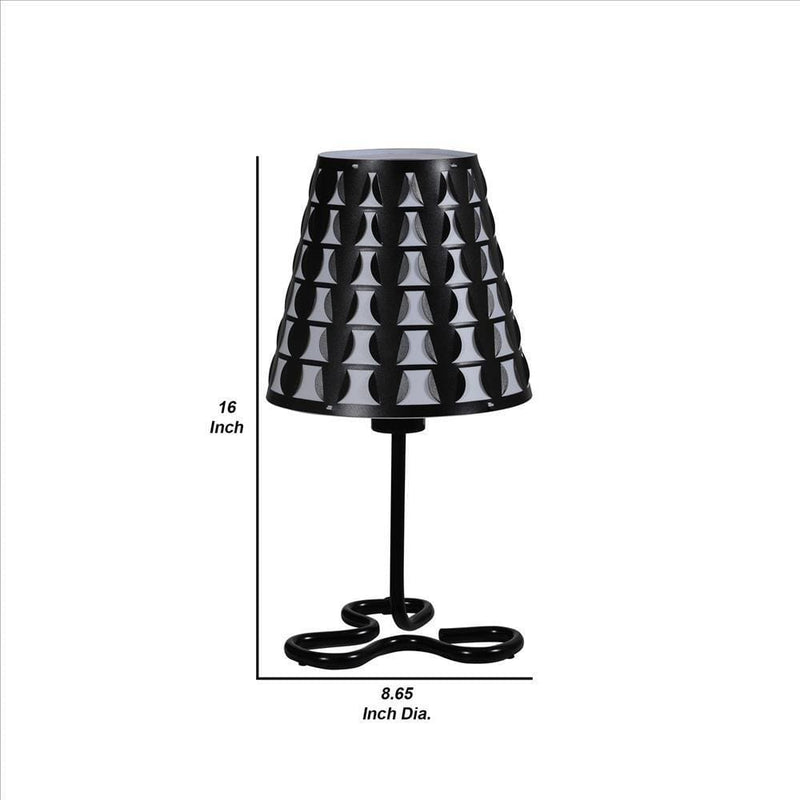 Plastic Shade Metal Table Lamp with Open Clover Base Black-zoom-
