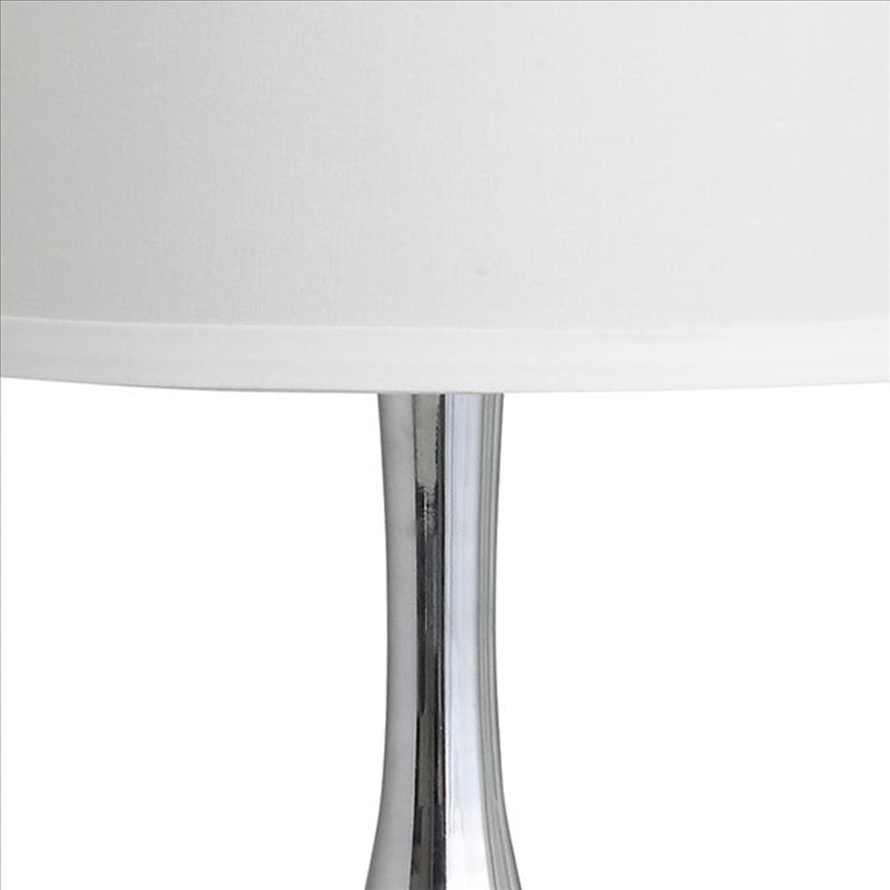 Pot Bellied Metal Body Table Lamp with Round Base Silver-zoom-