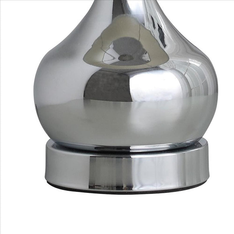 Pot Bellied Metal Body Table Lamp with Round Base Silver-zoom-