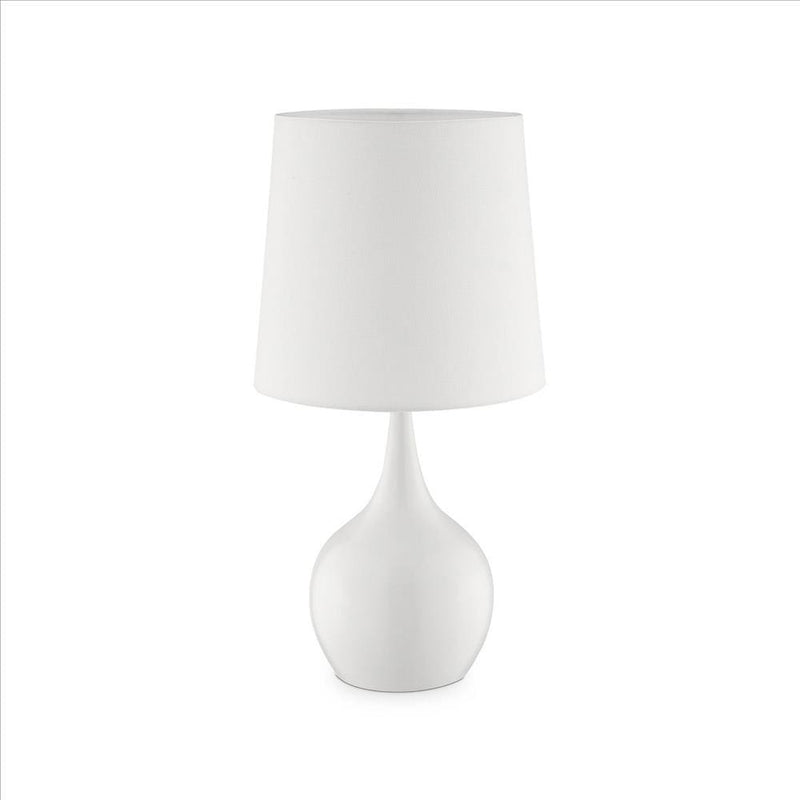 Pot Bellied Shape Metal Table Lamp with 3 Way Switch White-zoom-