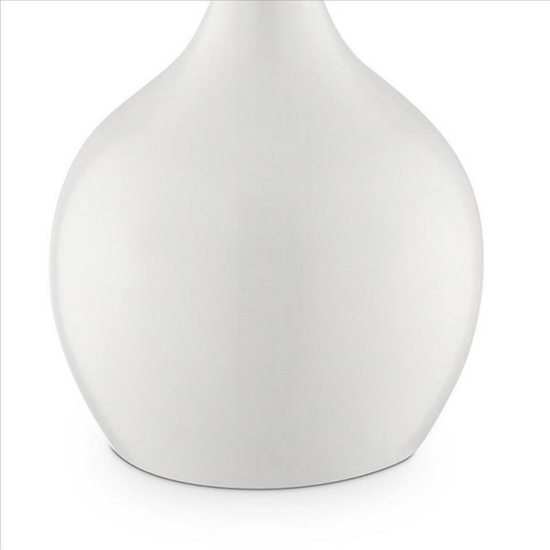 Pot Bellied Shape Metal Table Lamp with 3 Way Switch White-zoom-