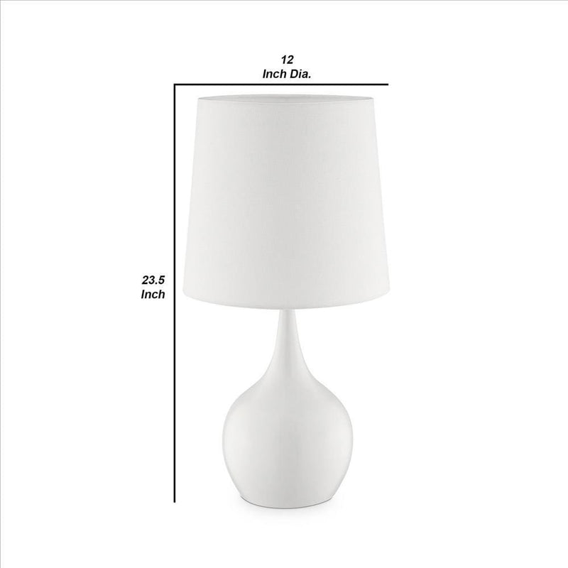 Pot Bellied Shape Metal Table Lamp with 3 Way Switch White-zoom-