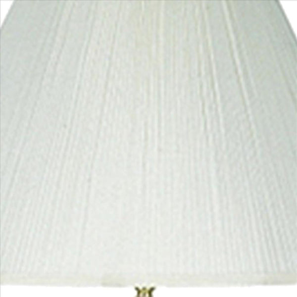 Stalk Design Metal Floor Lamp With Fabric Pleated Shade Cream-zoom-