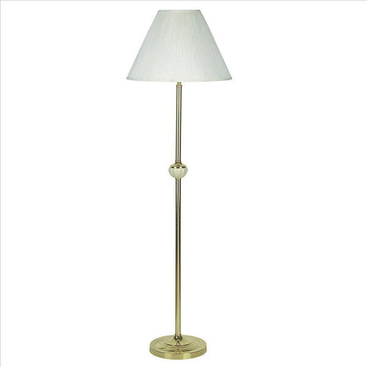 Stalk Design Metal Floor Lamp With Fabric Pleated Shade Cream